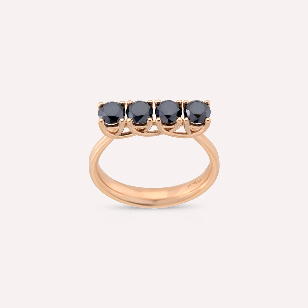 Anya 1.10 CT Black Diamond Rose Gold Ring - 1