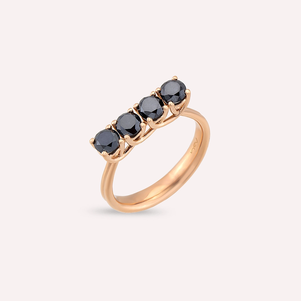 Anya 1.10 CT Black Diamond Rose Gold Ring - 3