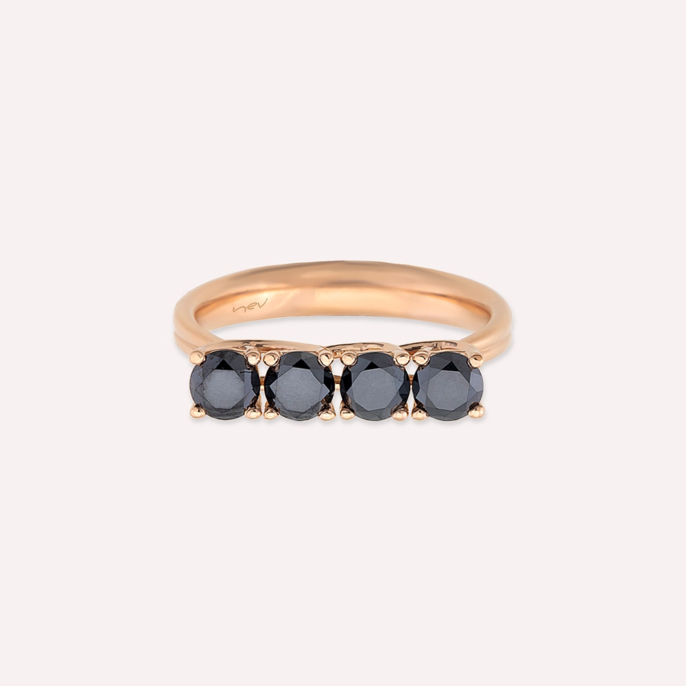 Anya 1.10 CT Black Diamond Rose Gold Ring - 4