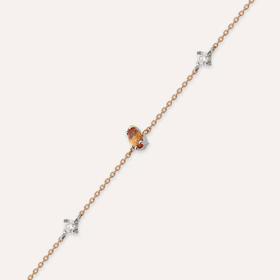 Aria 0.34 CT Orange Sapphire and Diamond Rose Gold Bracelet - 6