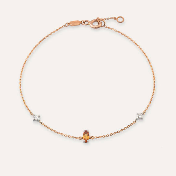 Aria 0.34 CT Orange Sapphire and Diamond Rose Gold Bracelet - 1