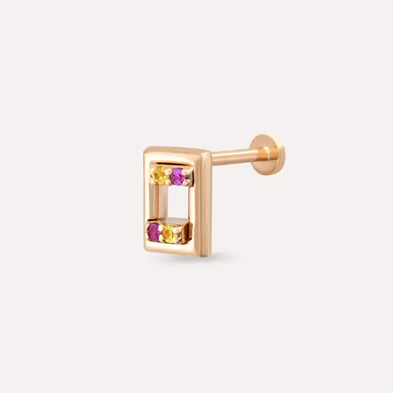Arian Yellow and Pink Sapphire Rose Gold Piercing - 1