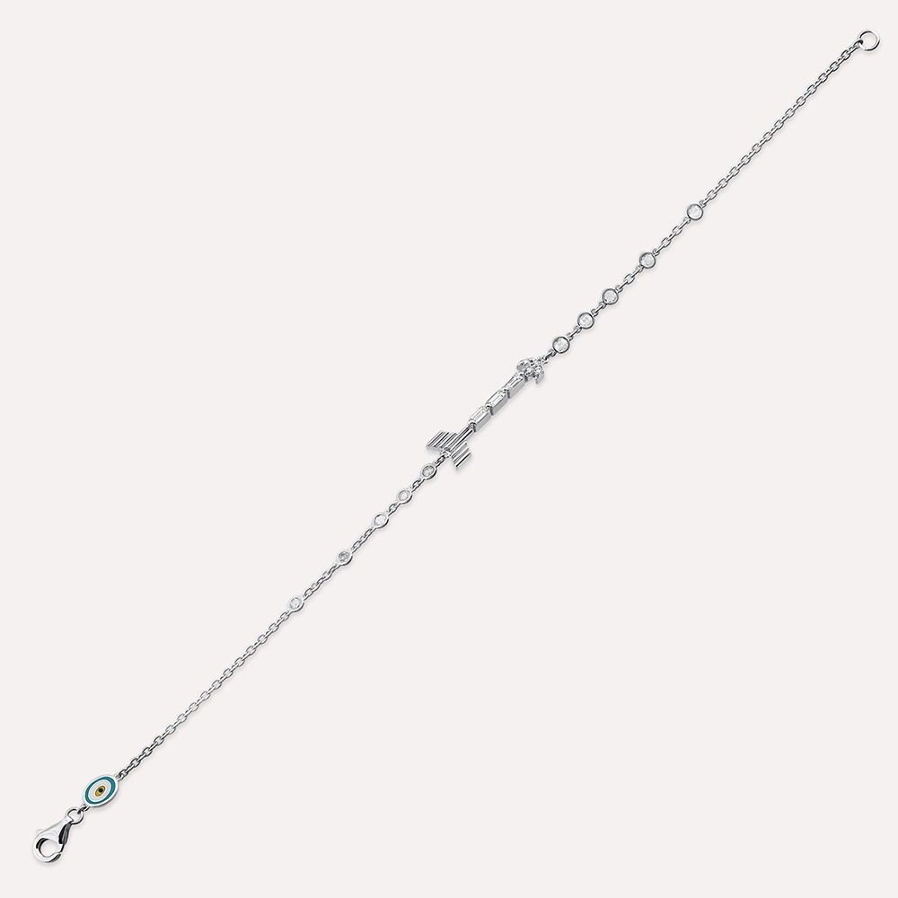 Arrow 0.48 CT Baguette Cut Diamond White Gold Bracelet - 6