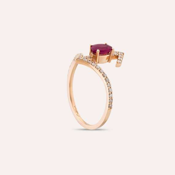 Arrow 0.90 CT Ruby and Diamond Rose Gold Ring - 5