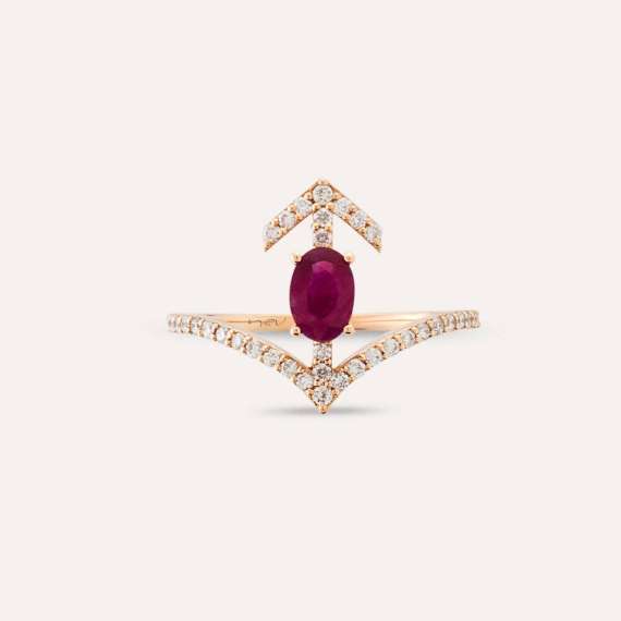 Arrow 0.90 CT Ruby and Diamond Rose Gold Ring - 6