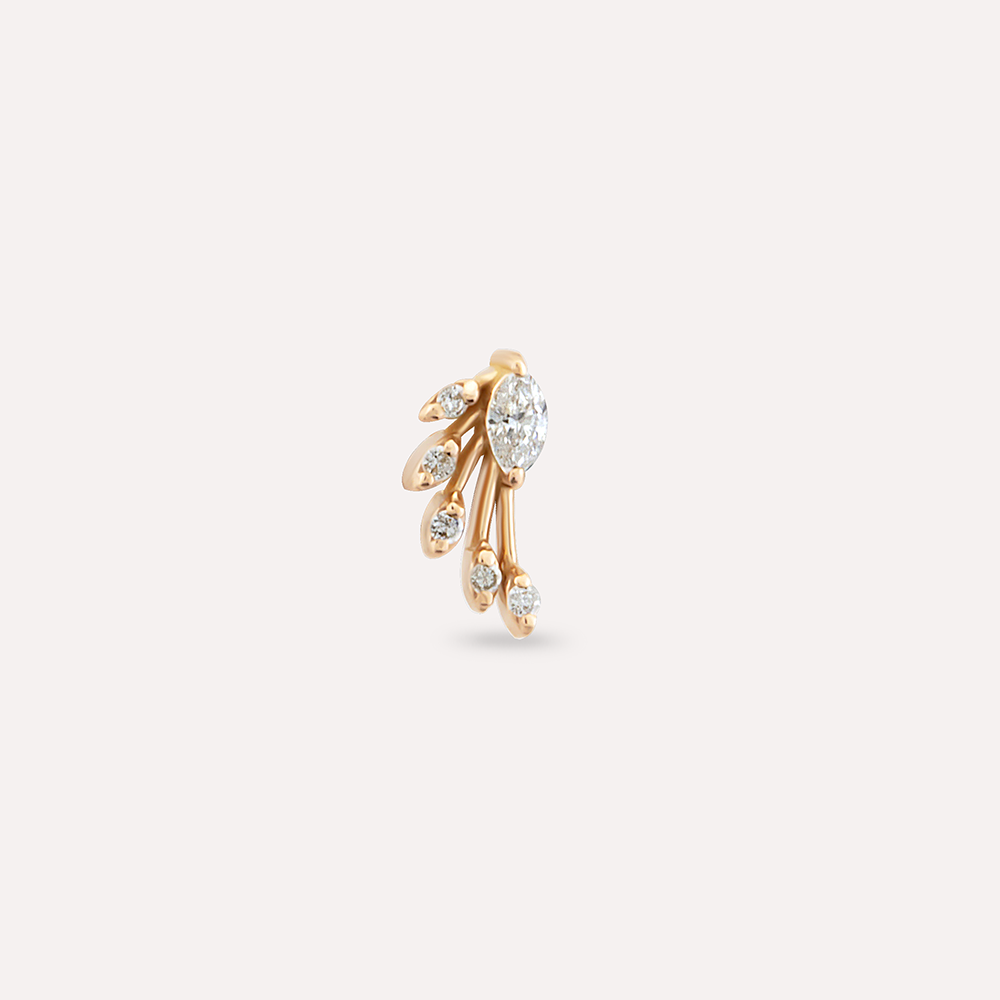 Asteroid Marquise Cut Diamond Rose Gold Single Earring - 3