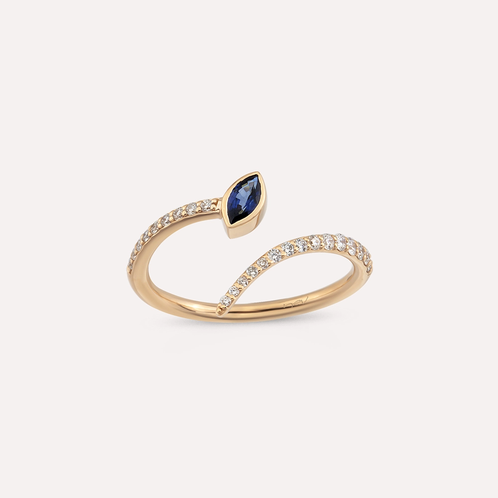 Aten Diamond and Sapphire Rose Gold Ring - 1
