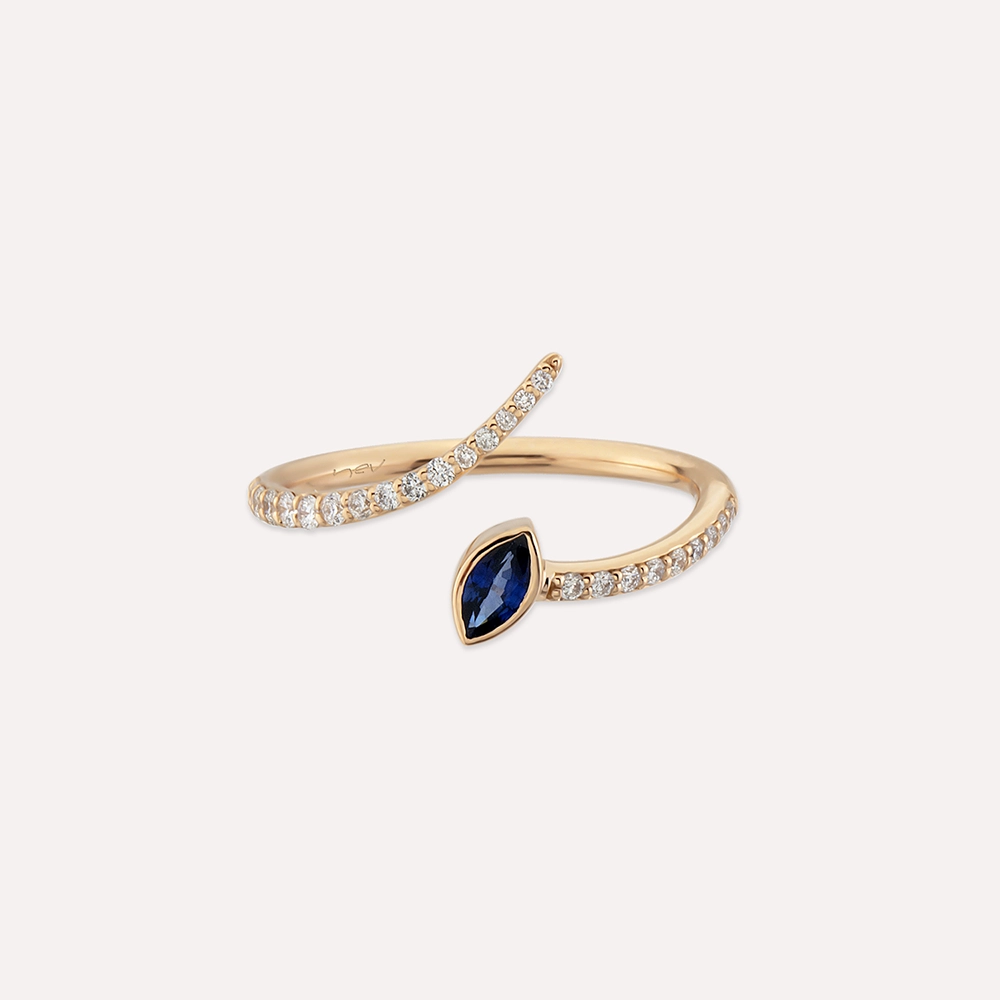Aten Diamond and Sapphire Rose Gold Ring - 6