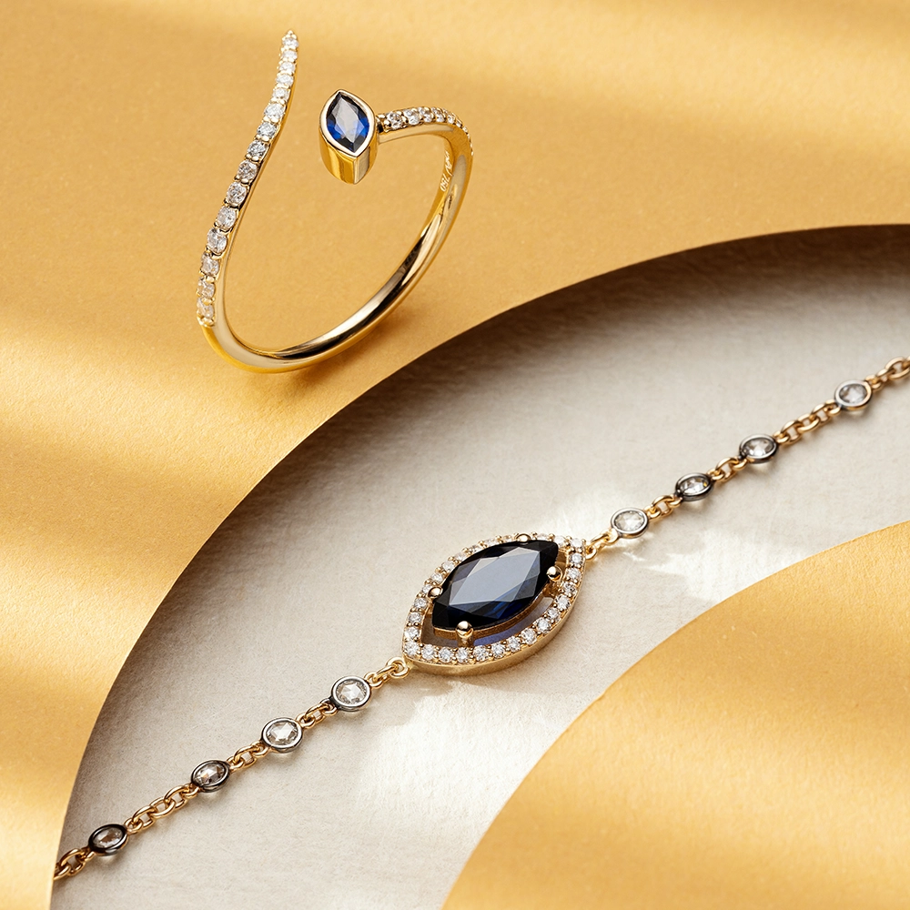Aten Diamond and Sapphire Rose Gold Ring - 2