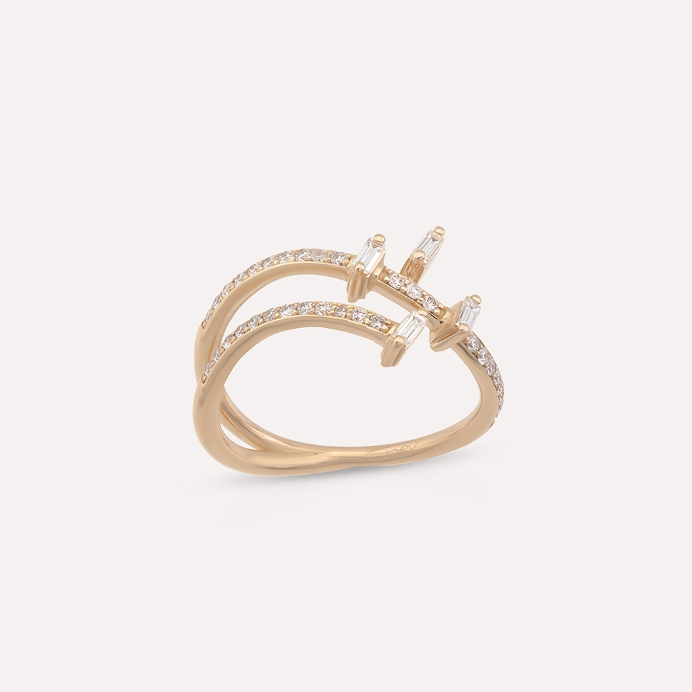 Atria 0.41 CT Baget Pırlanta Taşlı Rose Altın Yüzük - 1