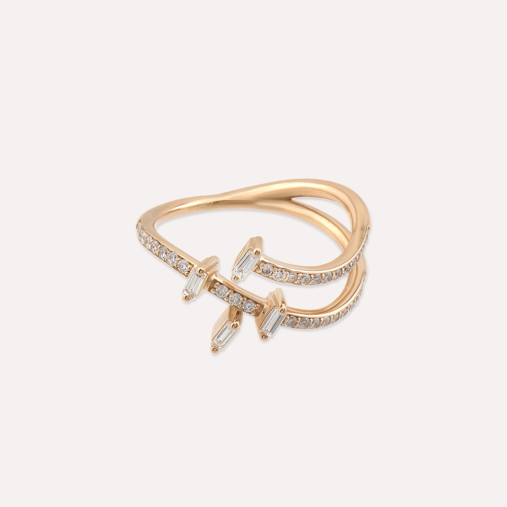 Atria 0.41 CT Baget Pırlanta Taşlı Rose Altın Yüzük - 4