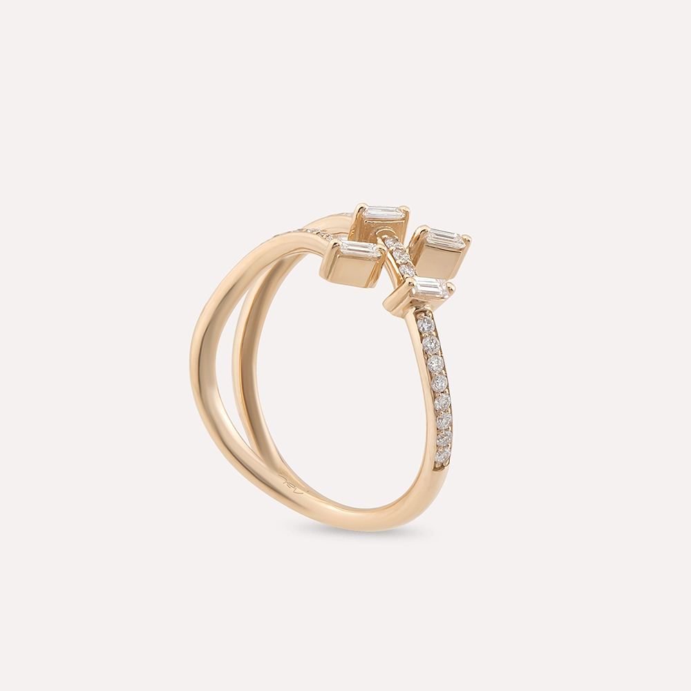 Atria 0.41 CT Baget Pırlanta Taşlı Rose Altın Yüzük - 5