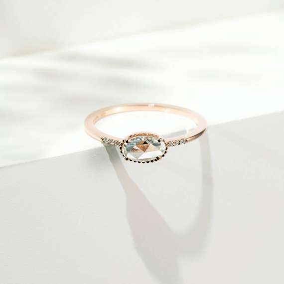Audrey 0.47 CT Diamond and Rose Cut Diamond Ring - 1
