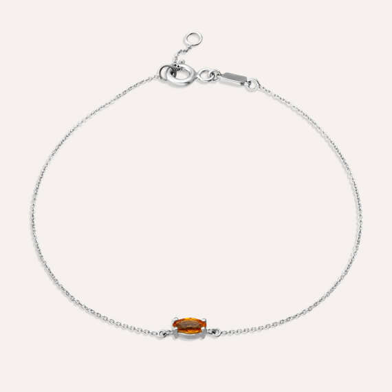 Ava 0.22 CT Marquise Cut Orange Sapphire White Gold Bracelet - 1