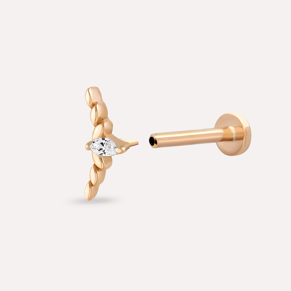 Axis Marquise Cut Diamond Rose Gold Piercing - 4