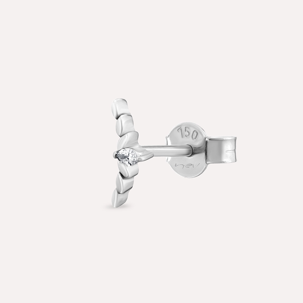 Axis Marquise Cut Diamond White Gold Single Earring - 1