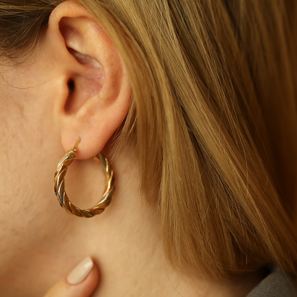 Bagel Gold Hoop Earring - 1