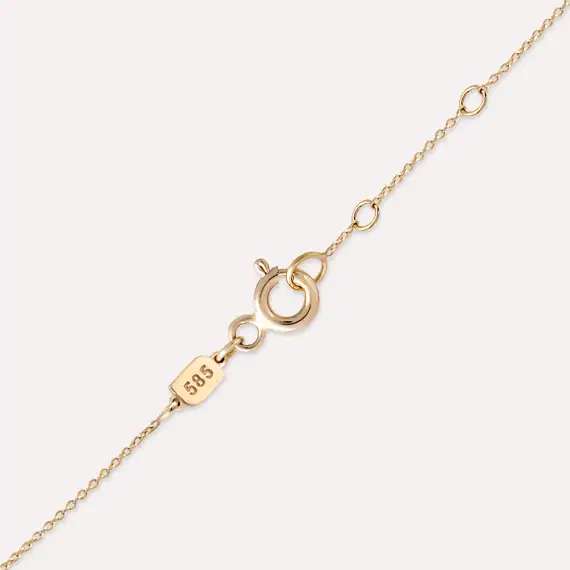 Baguette Cut Diamond Rose Gold B Letter Necklace - 5