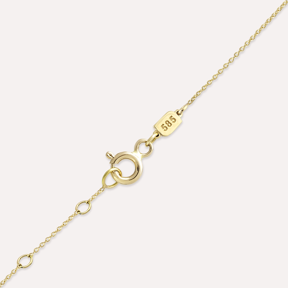 Baguette Cut Diamond Yellow Gold D Letter Necklace - 5