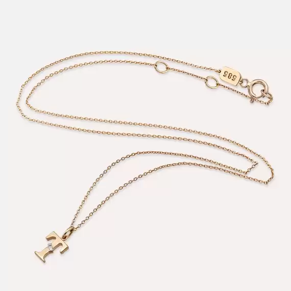 Baguette Cut Diamond Rose Gold T Letter Necklace - 3