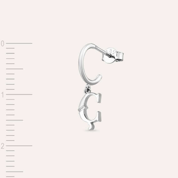 Baguette Cut Diamond White Gold Ç Letter Single Dangling Earring - 2