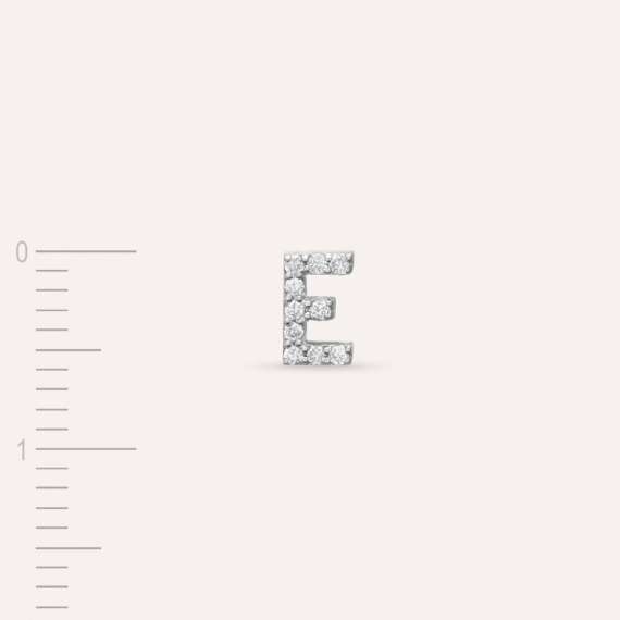 Baguette Cut Diamond White Gold E Letter Mini Single Earring - 5