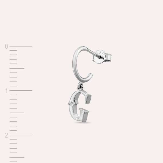 Baguette Cut Diamond White Gold G Letter Single Dangling Earring - 2