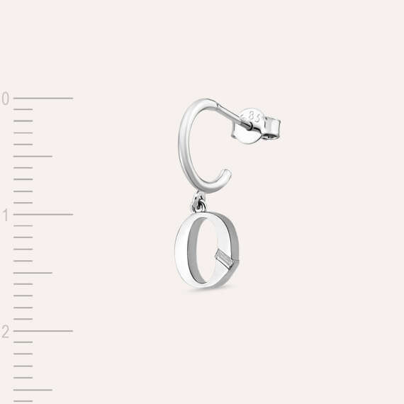 Baguette Cut Diamond White Gold O Letter Single Dangling Earring - 3