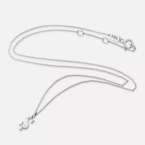 Baguette Cut Diamond White Gold Ş Letter Necklace - 3