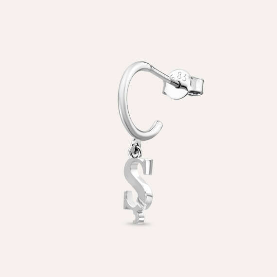 Baguette Cut Diamond White Gold Ş Letter Single Dangling Earring - 1