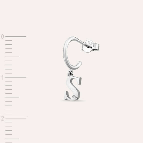 Baguette Cut Diamond White Gold S Letter Single Dangling Earring - 2