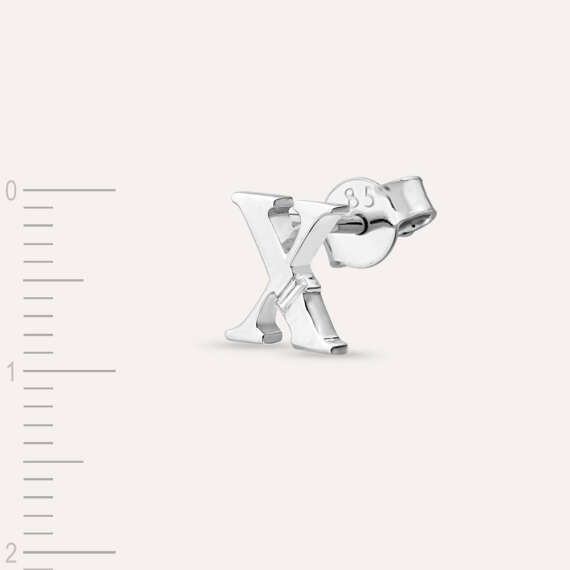 Baguette Cut Diamond White Gold X Letter Single Earring - 3