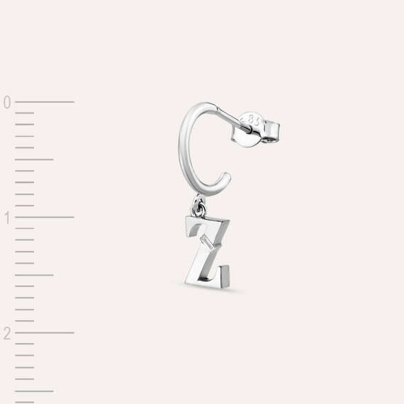 Baguette Cut Diamond White Gold Z Letter Single Dangling Earring - 3