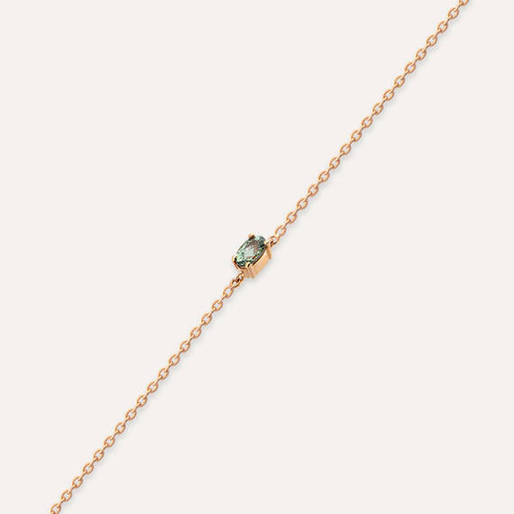 Bailey 0.3 CT Oval Cut Green Sapphire Rose Gold Bracelet - 4