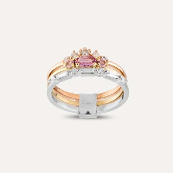 Batida 0.72 CT Diamond and Pink Sapphire Ring - 1