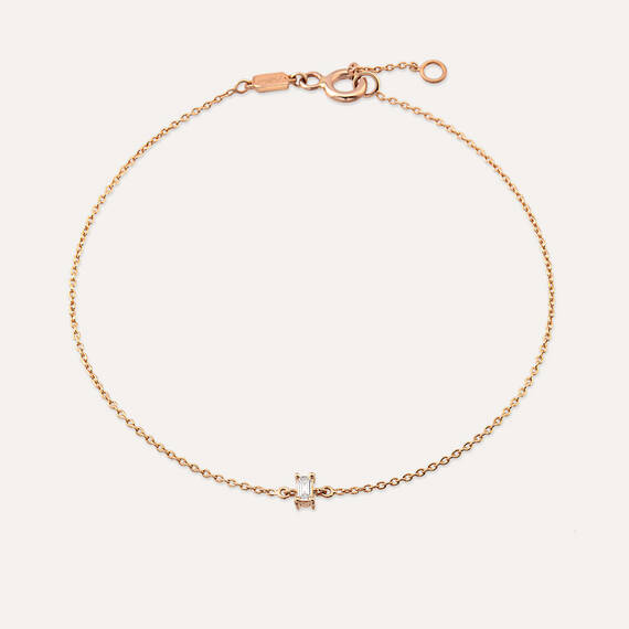 Becca 0.04 CT Baguette Cut Diamond Rose Gold Bracelet - 1