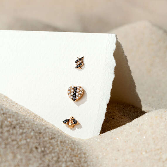 Bee Black Diamond Rose Gold Single Earring - 5