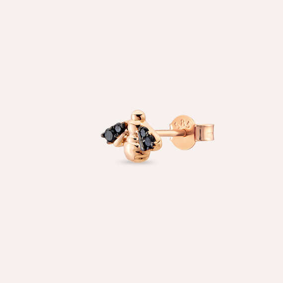 Bee Black Diamond Rose Gold Single Earring - 2