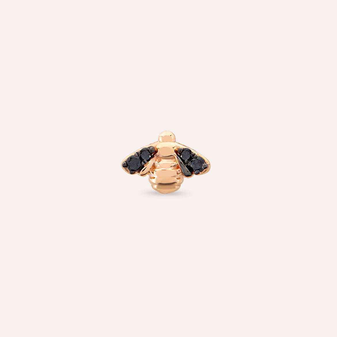 Bee Black Diamond Rose Gold Single Earring