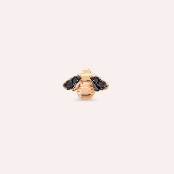 Bee Black Diamond Rose Gold Single Earring - 1