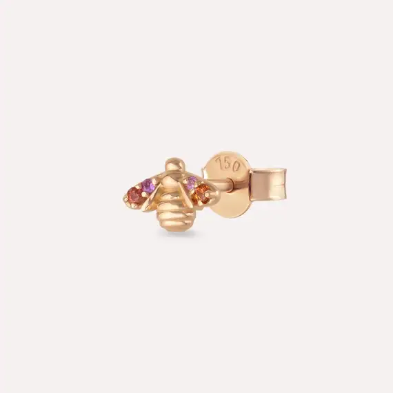 Bee Multicolor Sapphire Rose Gold Earring - 1