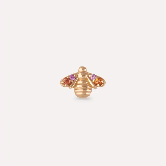 Bee Multicolor Sapphire Rose Gold Earring - 3