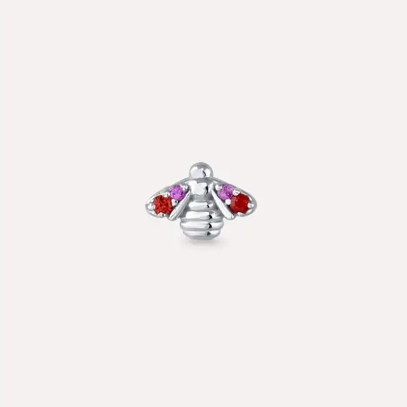 Bee Multicolor Sapphire White Gold Earring - 3