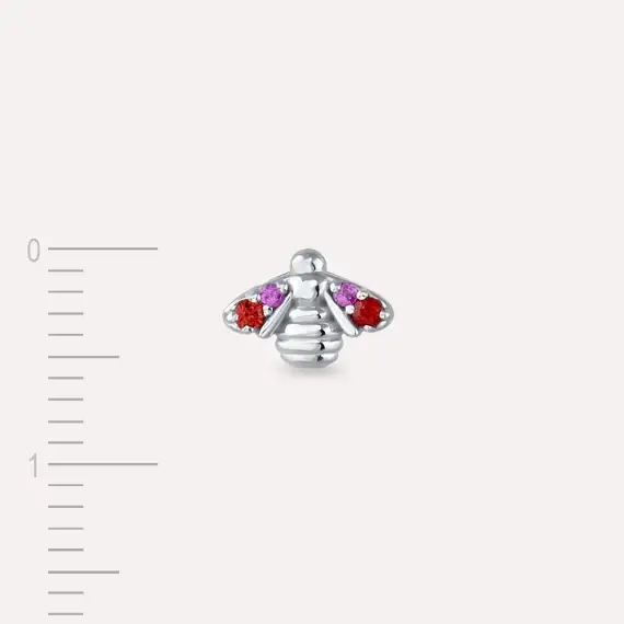 Bee Multicolor Sapphire White Gold Earring - 4