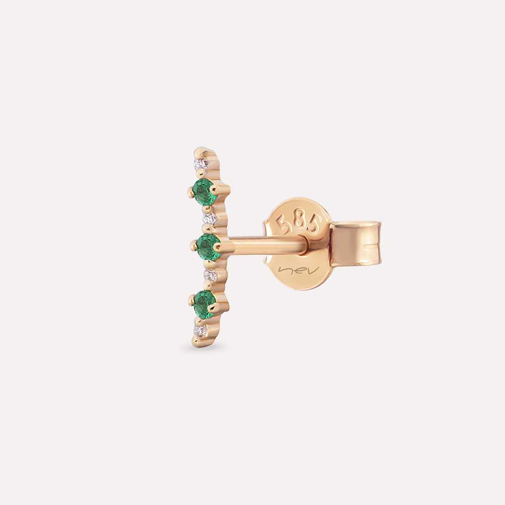 Beeline Emerald Rose Gold Single Earring - 1