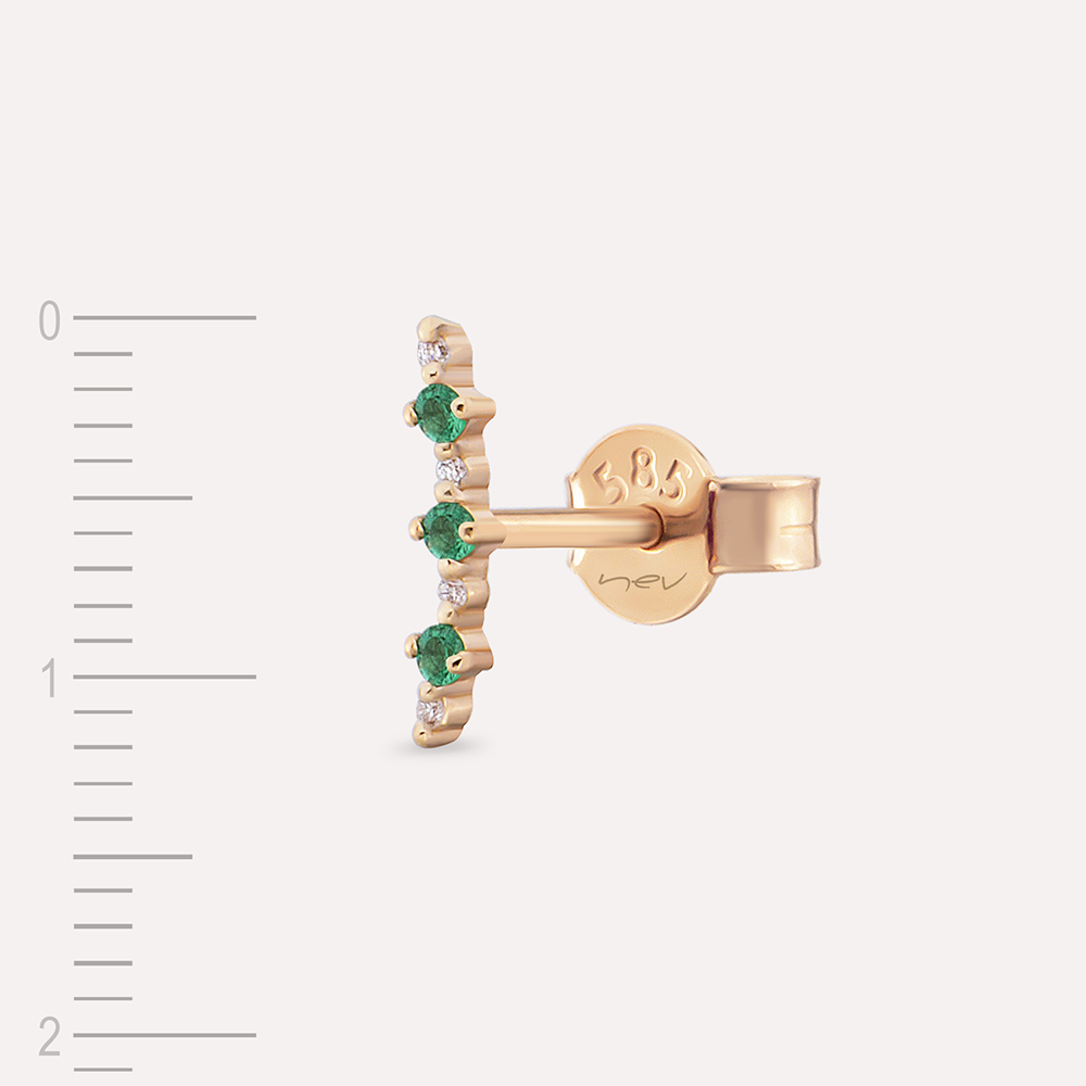 Beeline Emerald Rose Gold Single Earring - 3