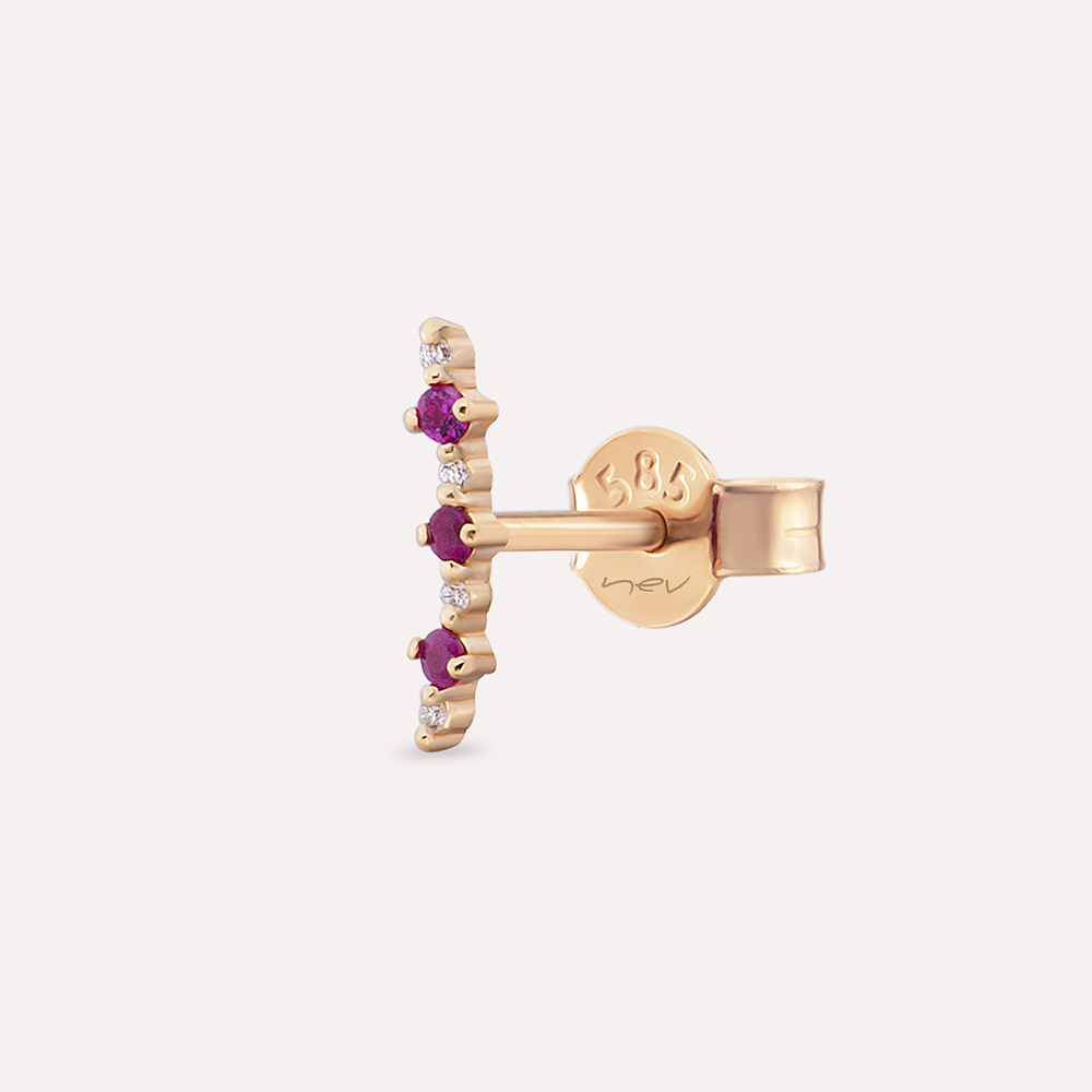 Beeline Ruby Rose Gold Single Earring - 1