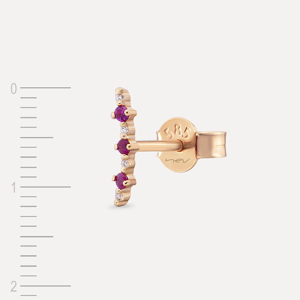 Beeline Ruby Rose Gold Single Earring - 3