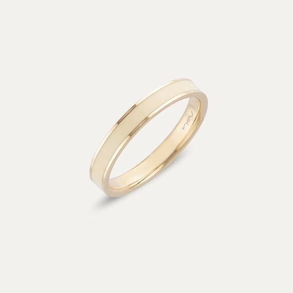 Beige Enamel Gold Ring - 3