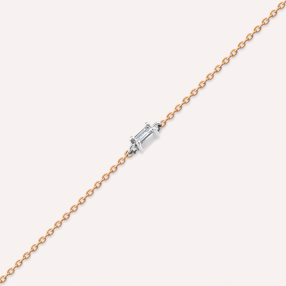 Bella 0.04 CT Baget Kesim Pırlanta Taşlı Rose Altın Bileklik - 1